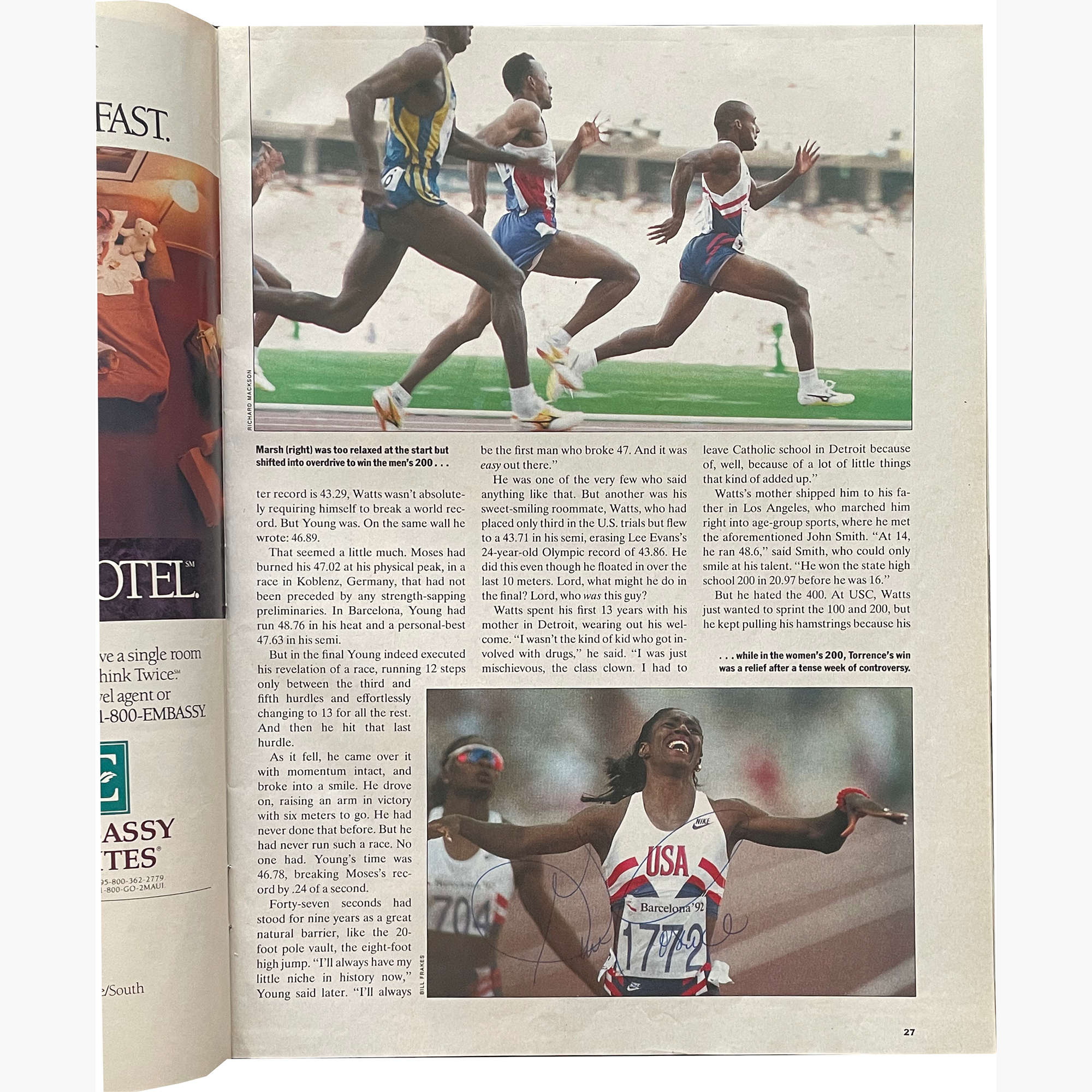Sports Illustrated (Aug 17, 1992) – Multi-Signed by Mike Powell, Kevin Young, Gwen Torrance, Hassiba Boulmerka, Mark McKoy & Sergey Bubka