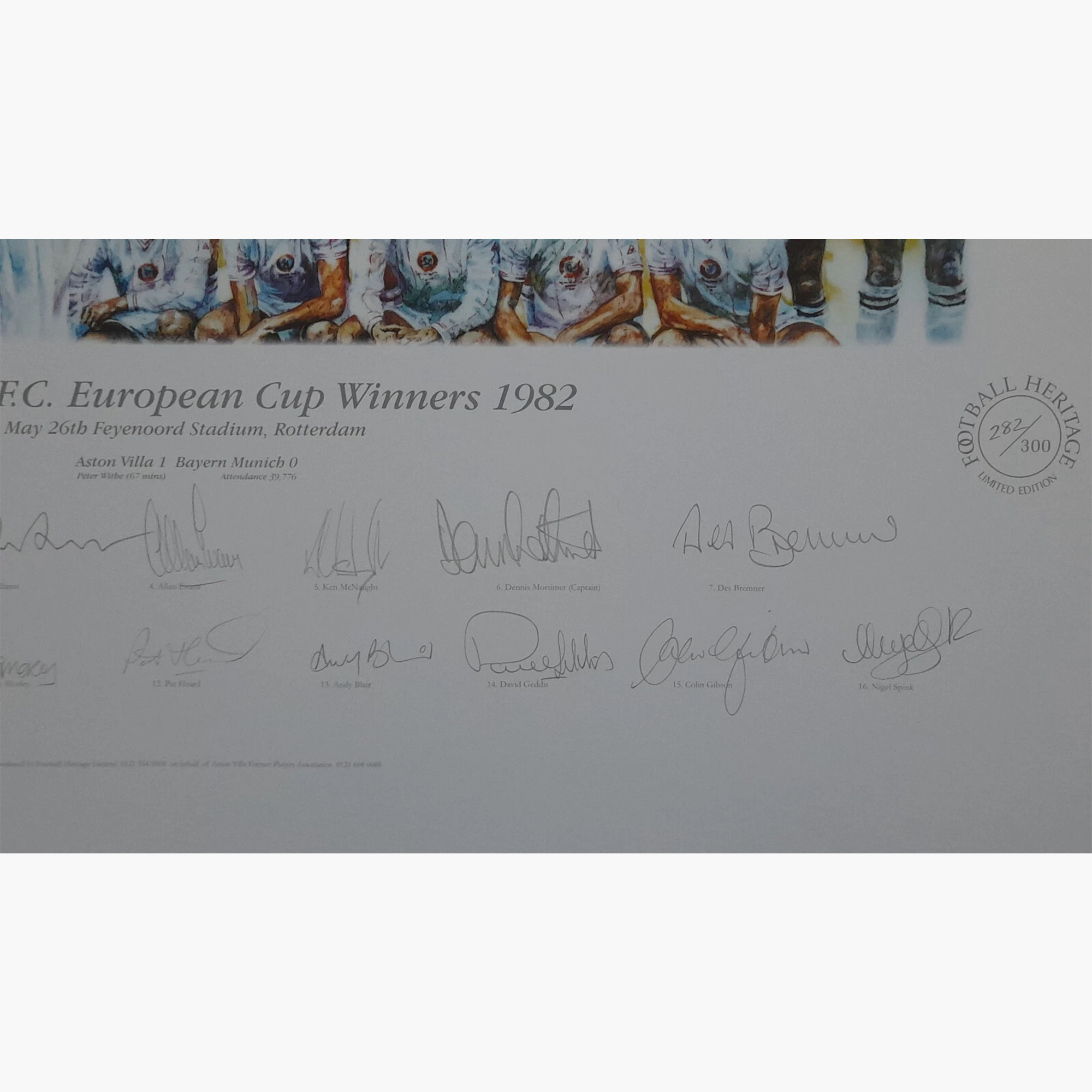Aston Villa 1982 European Cup Winners – Limited Edition Hand-Signed Print (17 Signatures)