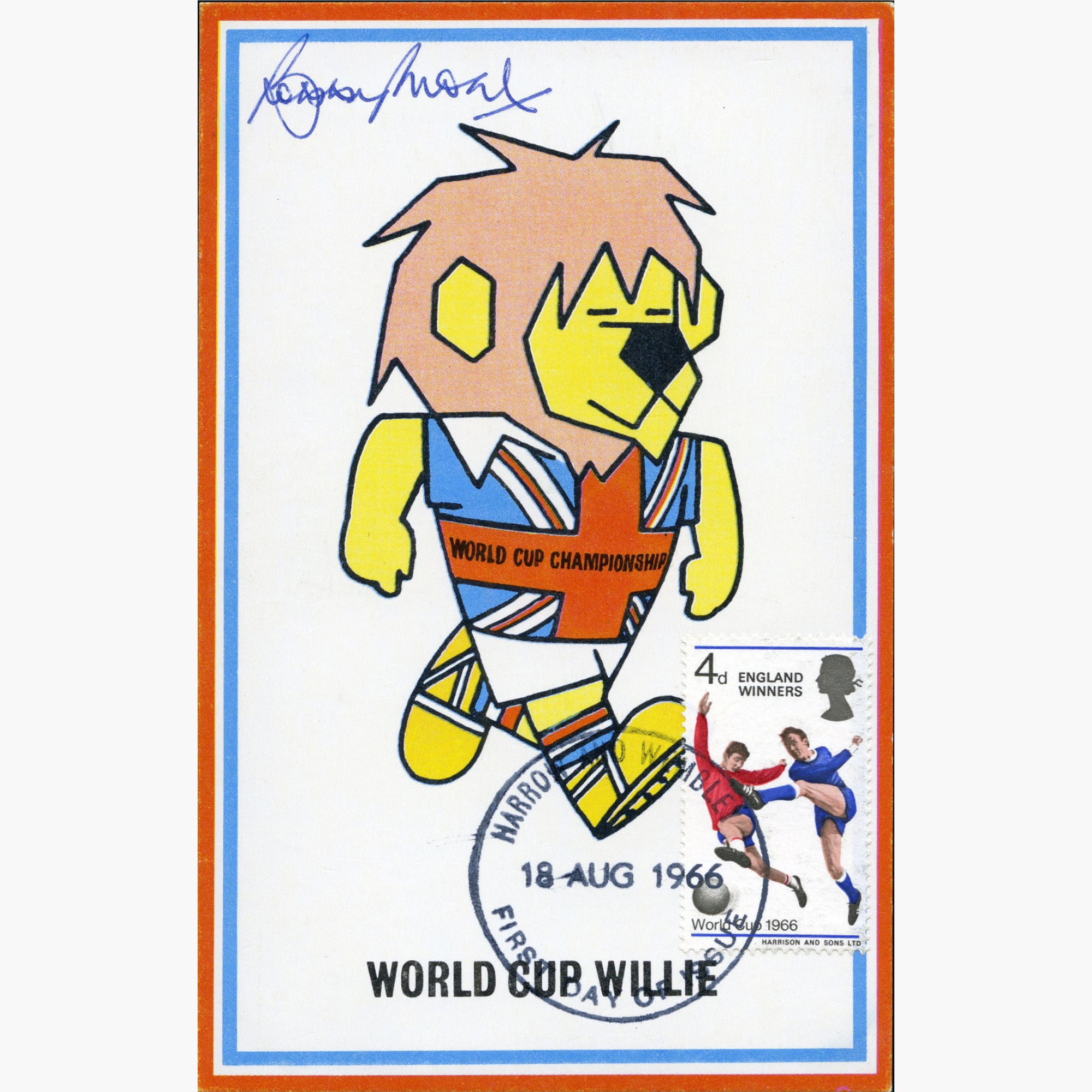 Bobby Moore Signed 1966 World Cup Willie FDC – Near Mint Condition
