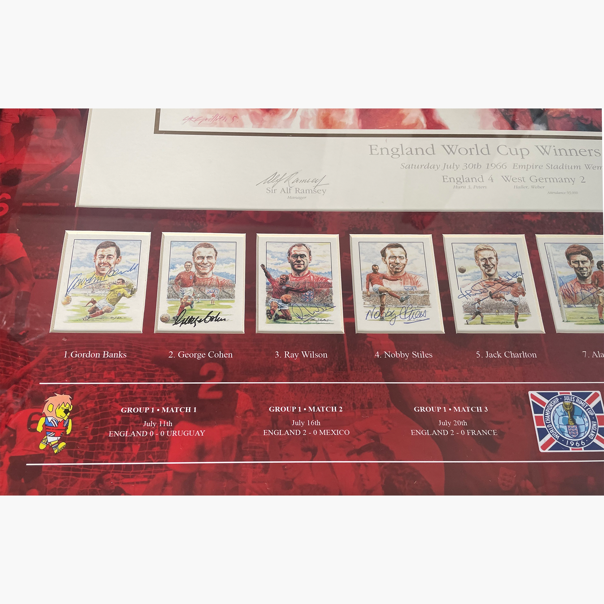 England 1966 World Cup Final Tribute – Framed Display with Montage & 11 Player-Signed Cards