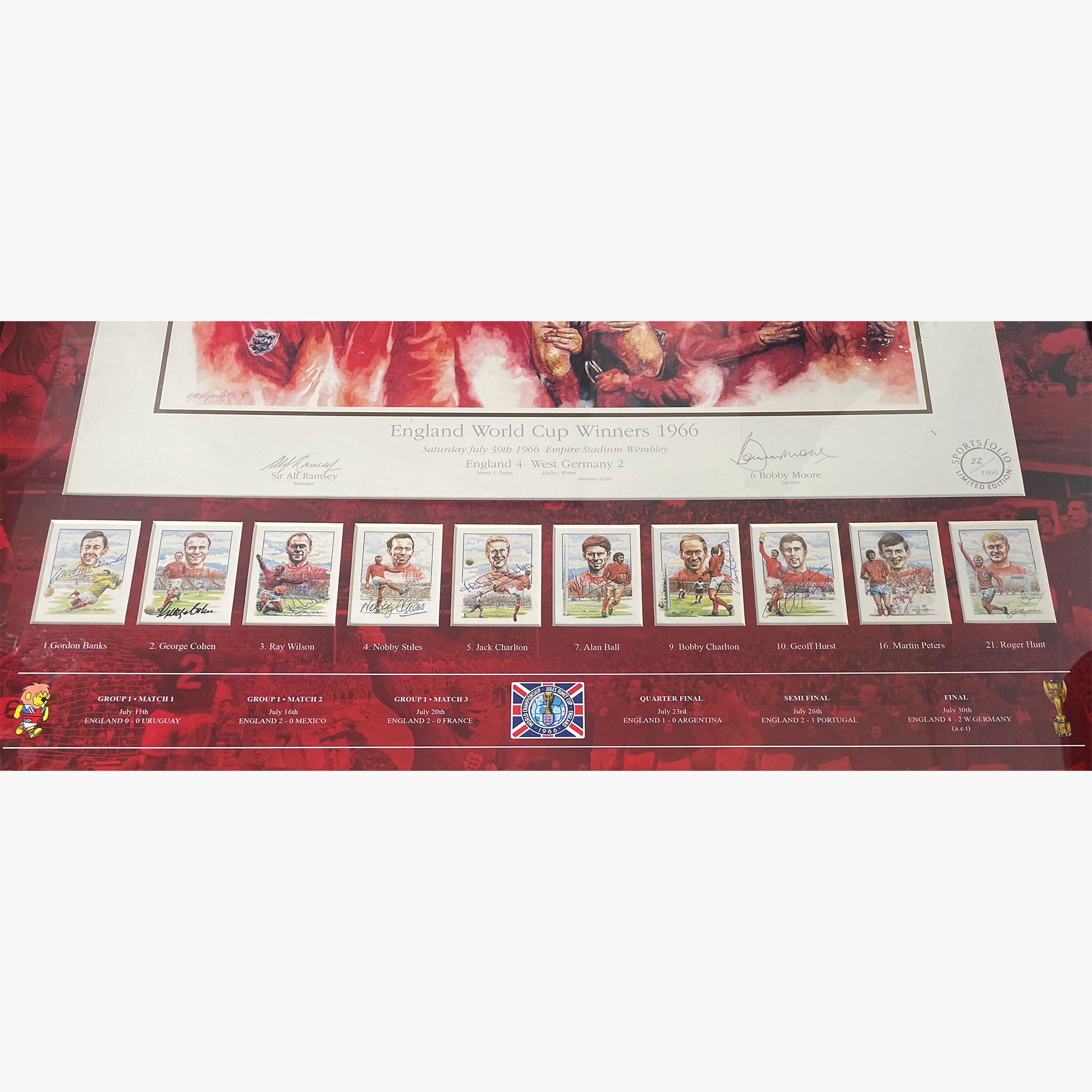 England 1966 World Cup Final Tribute – Framed Display with Montage & 11 Player-Signed Cards