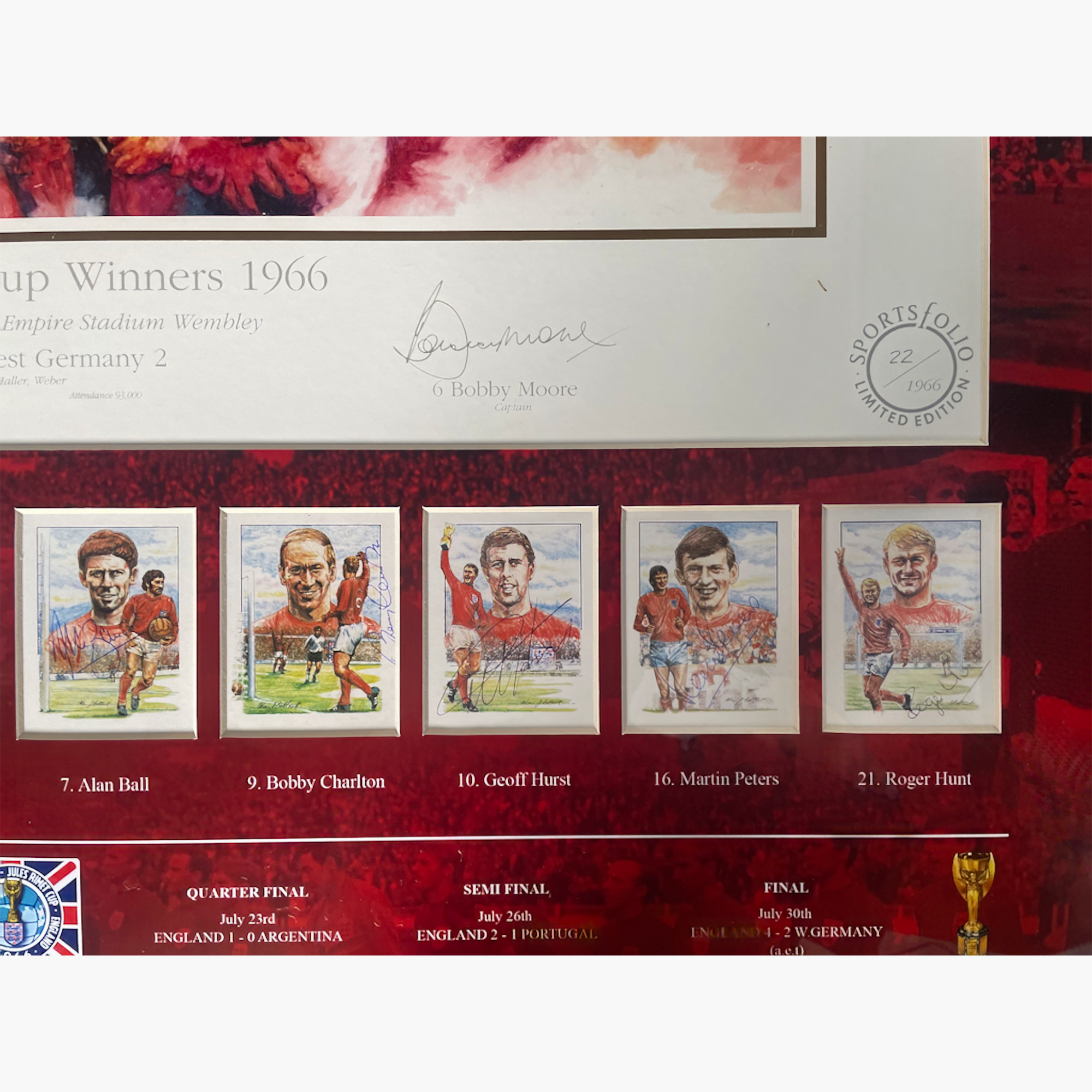 England 1966 World Cup Final Tribute – Framed Display with Montage & 11 Player-Signed Cards
