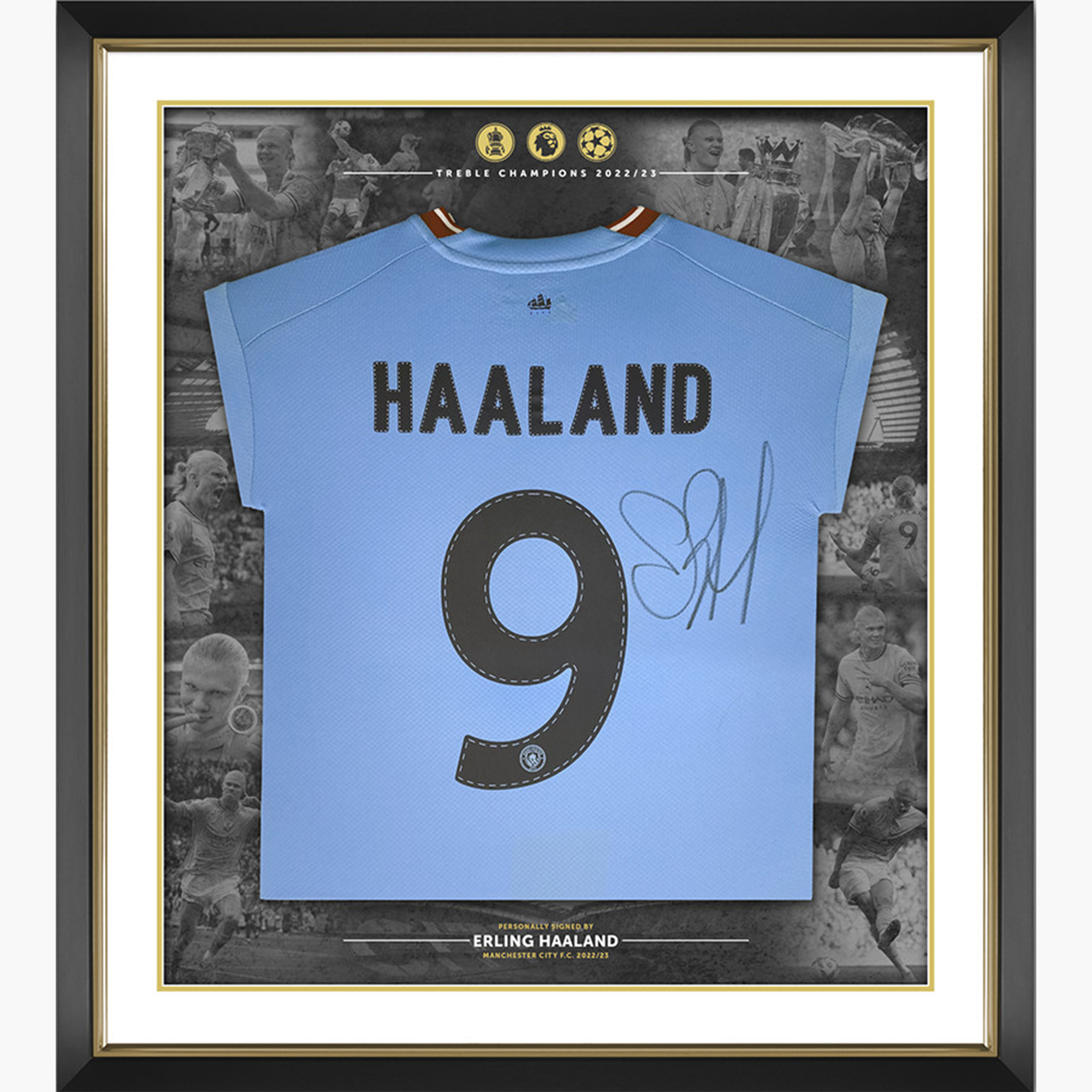 Erling Haaland Signed & Framed Treble Season Shirt – 2022/23 Champions Leauge