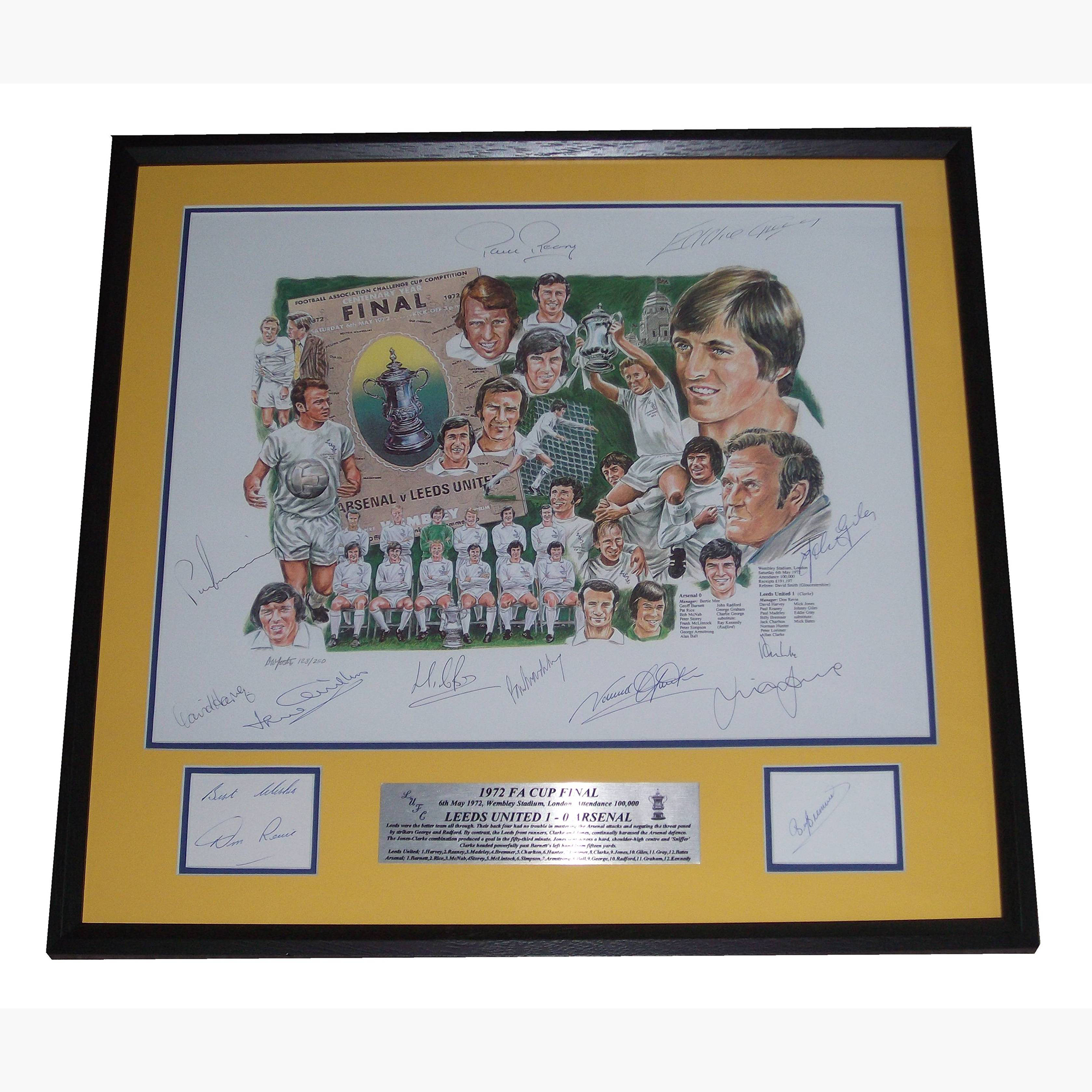 Leeds United 1972 FA Cup Final Team Signed Display – Full Squad Autographs