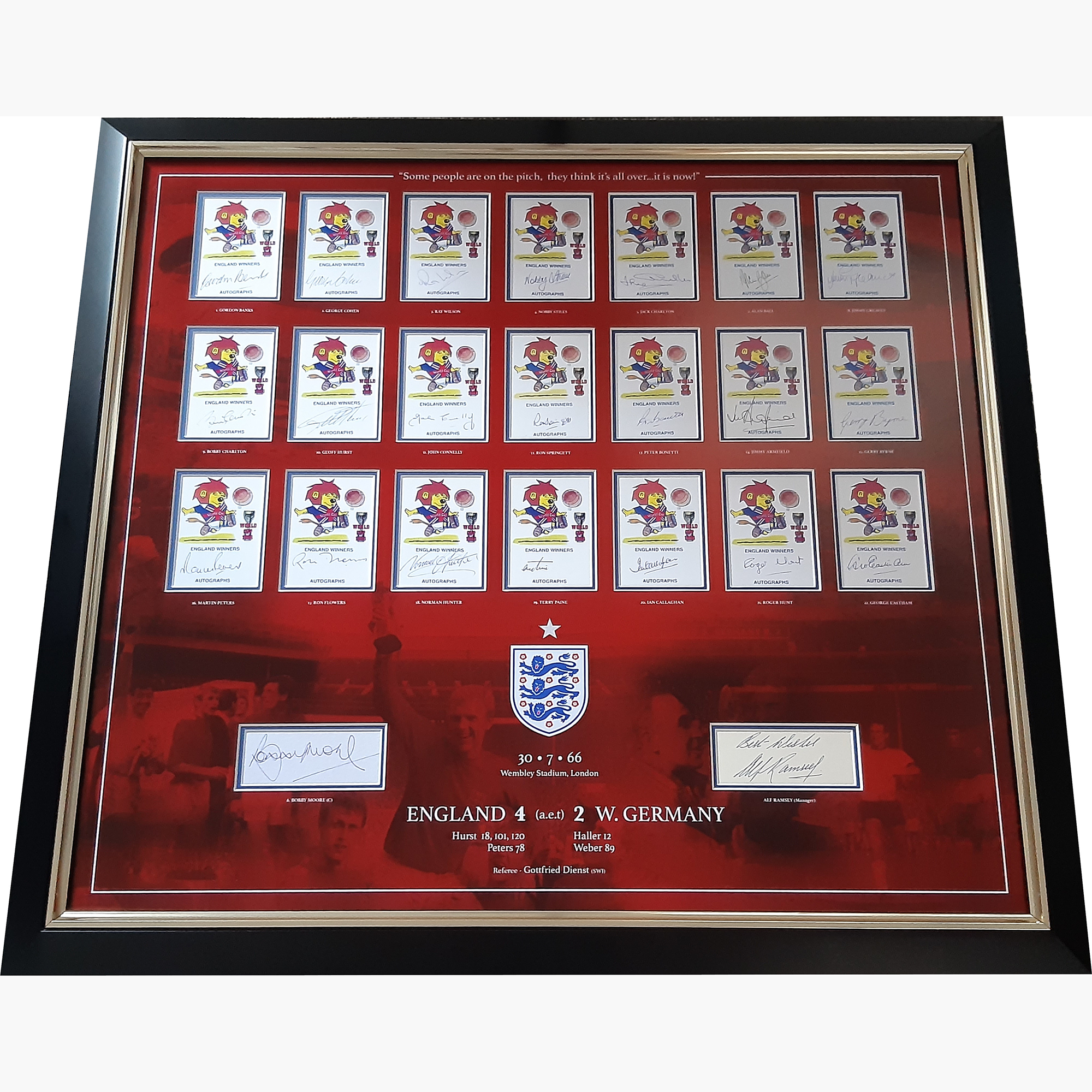 England 1966 World Cup Winners – Full Squad Signed ‘Willie’ Display (Incl. Bobby Moore & Sir Alf Ramsey)