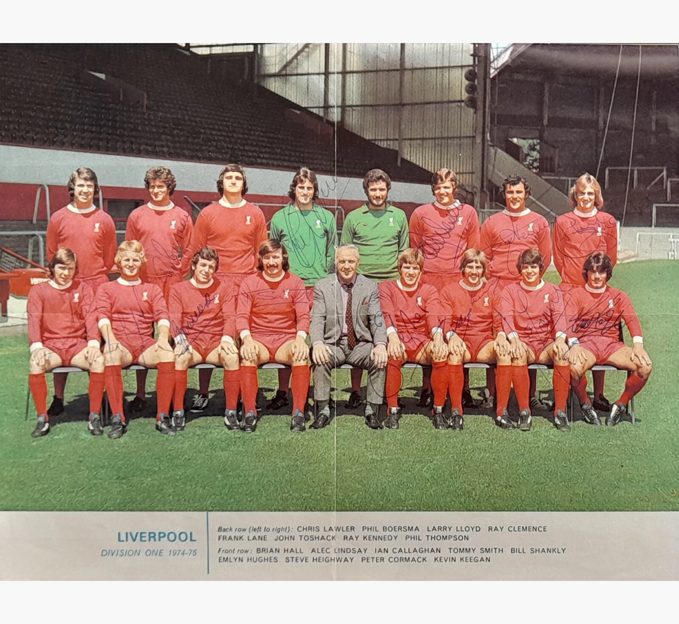 Liverpool 1974-75 Division One Squad Hand Signed Team Photo - 27.2cm x 21.8cm