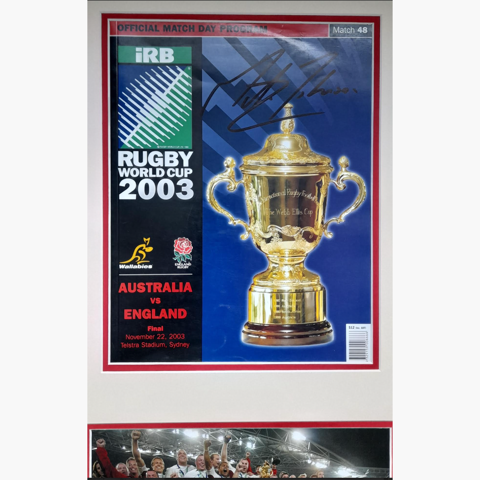 England 2003 Rugby World Cup Signed Display – Wilkinson, Johnson & Robinson