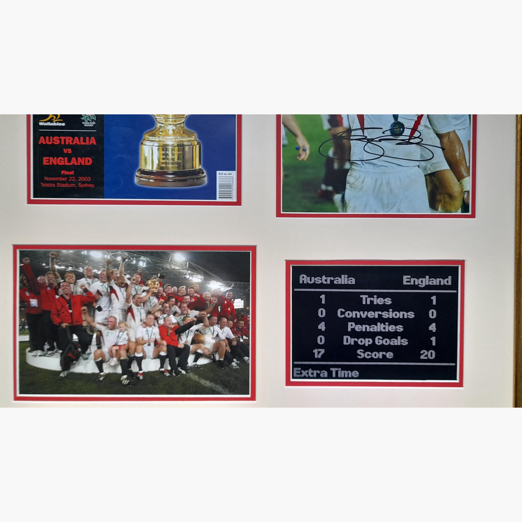 England 2003 Rugby World Cup Signed Display – Wilkinson, Johnson & Robinson