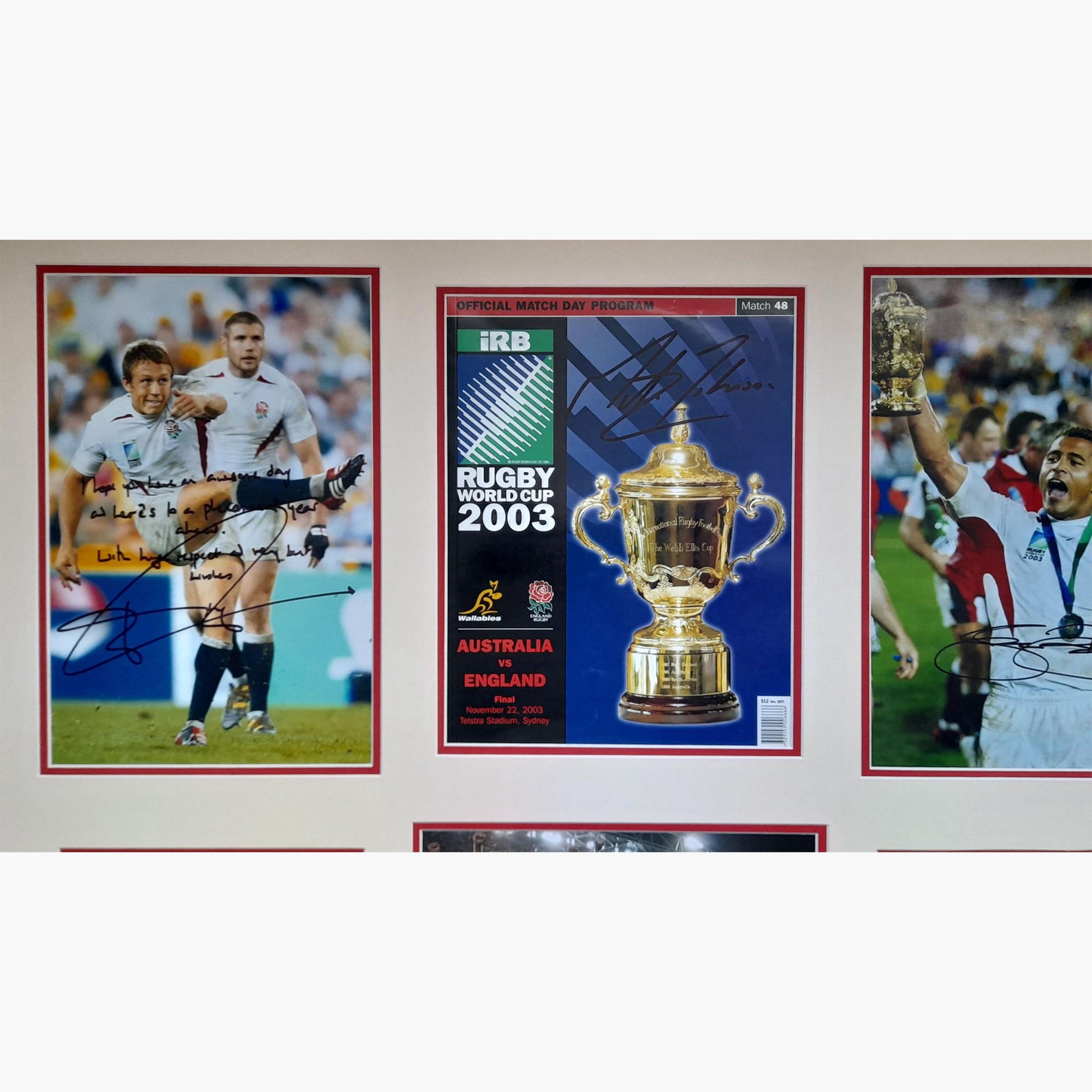 England 2003 Rugby World Cup Signed Display – Wilkinson, Johnson & Robinson