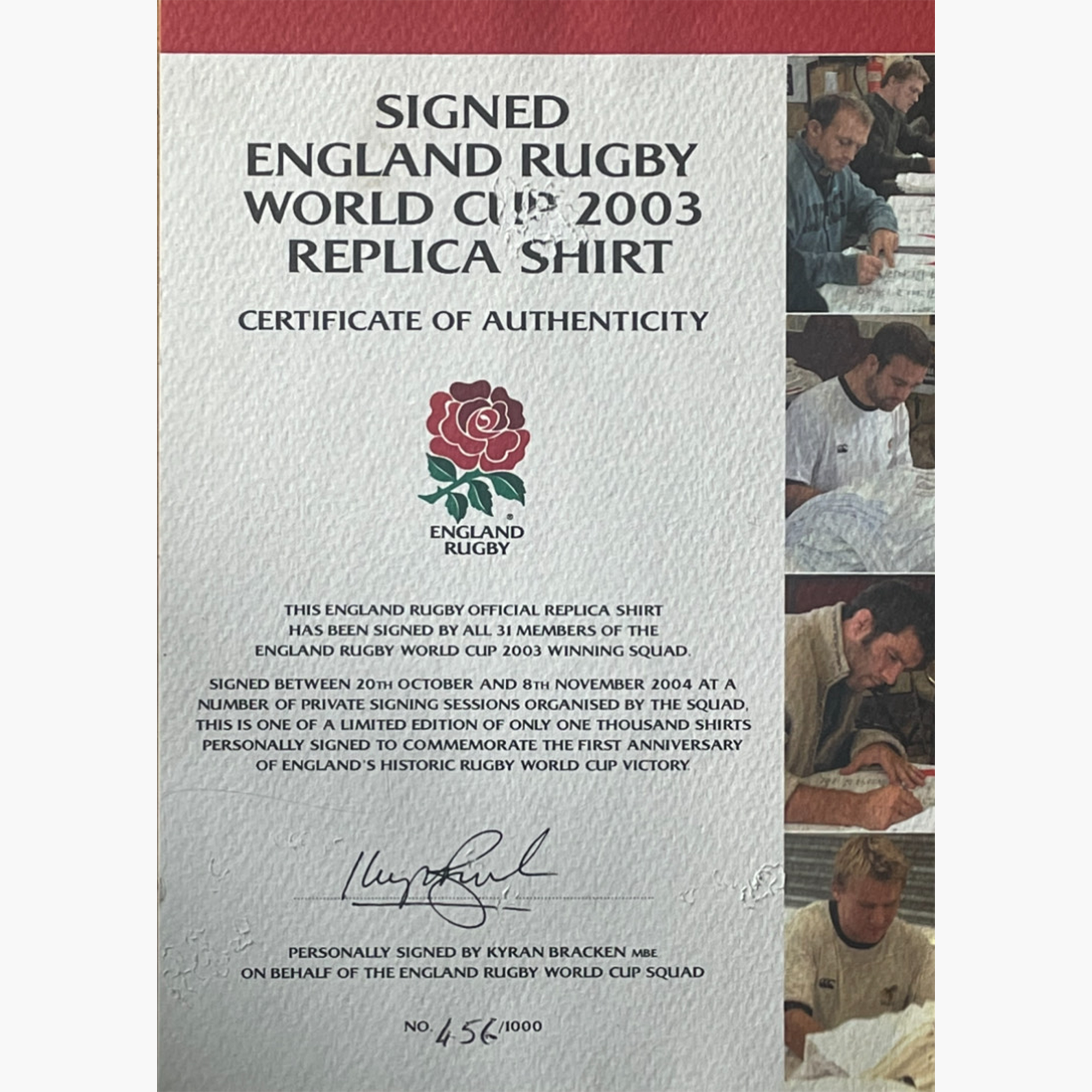 England Rugby 2003 World Cup Squad Signed Shirt Display – Full Team Autographs