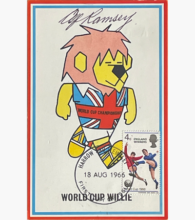 England 1966 World Cup Winners – Rare Cameo Stamps First Day Cover – Signed by Alf Ramsey