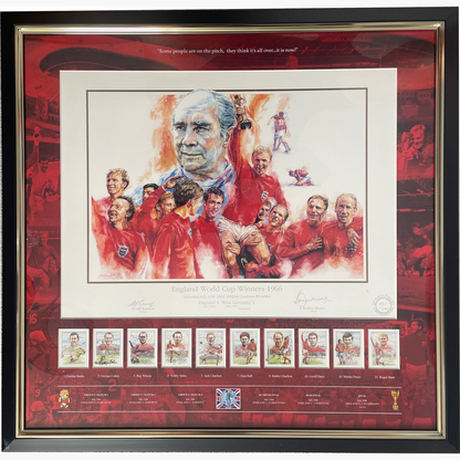 England 1966 World Cup Final Tribute – Framed Display with Montage & 11 Player-Signed Cards