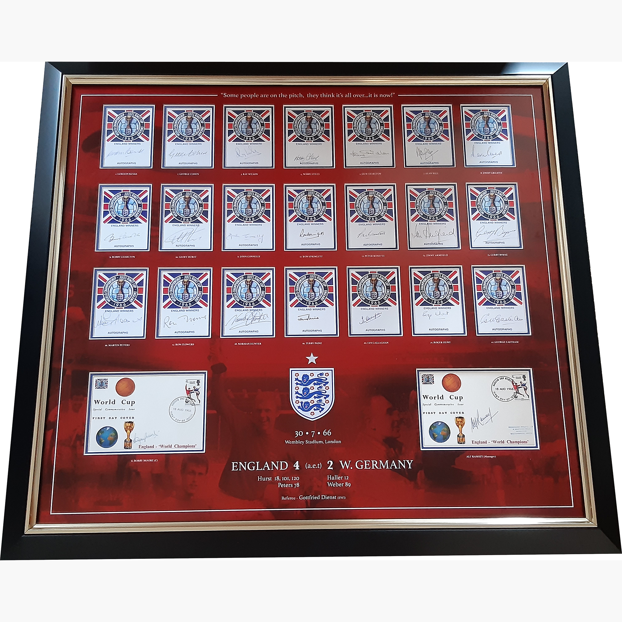 England 1966 World Cup Winners – Full Squad Signed Jules Rimet Display (Incl. Bobby Moore & Sir Alf Ramsey)
