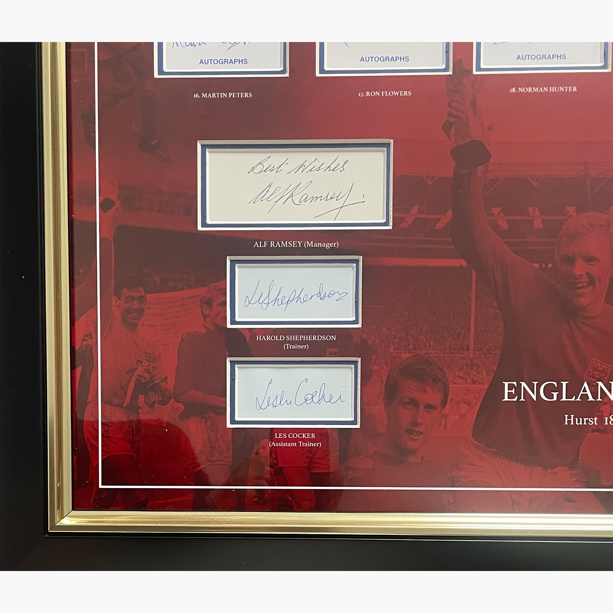 England 1966 World Cup Squad Full Autograph Display – Complete Team, Staff & Commentator Signatures