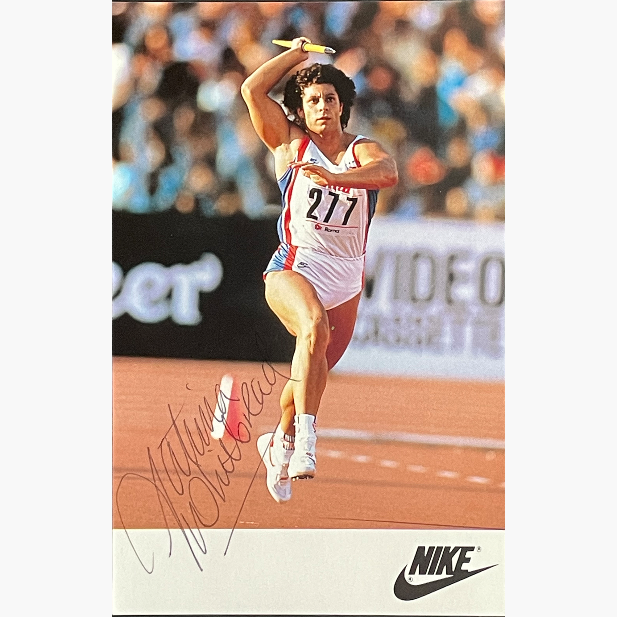 Fatima Whitbread– Signed 14cm x 9cm Official Nike Sponsor Card