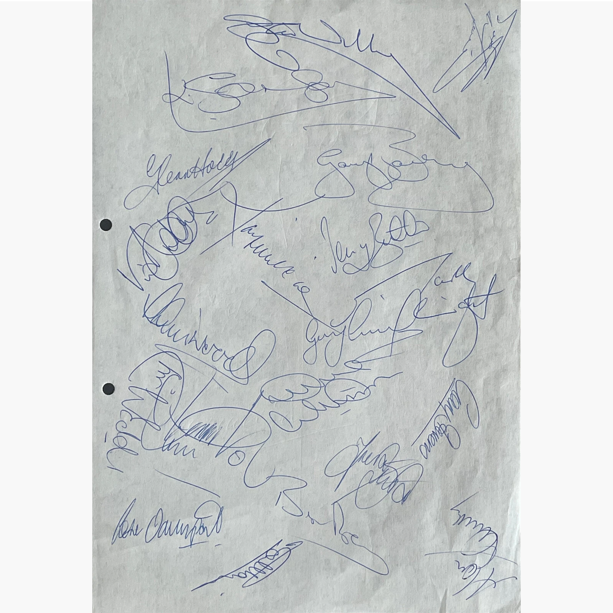 England 1985 Squad – Hand-Signed A4 Sheet – 20 Players
