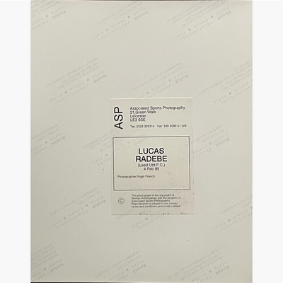 Lucas Radebe – Signed 25cm x 18cm Colour Action Press Photo