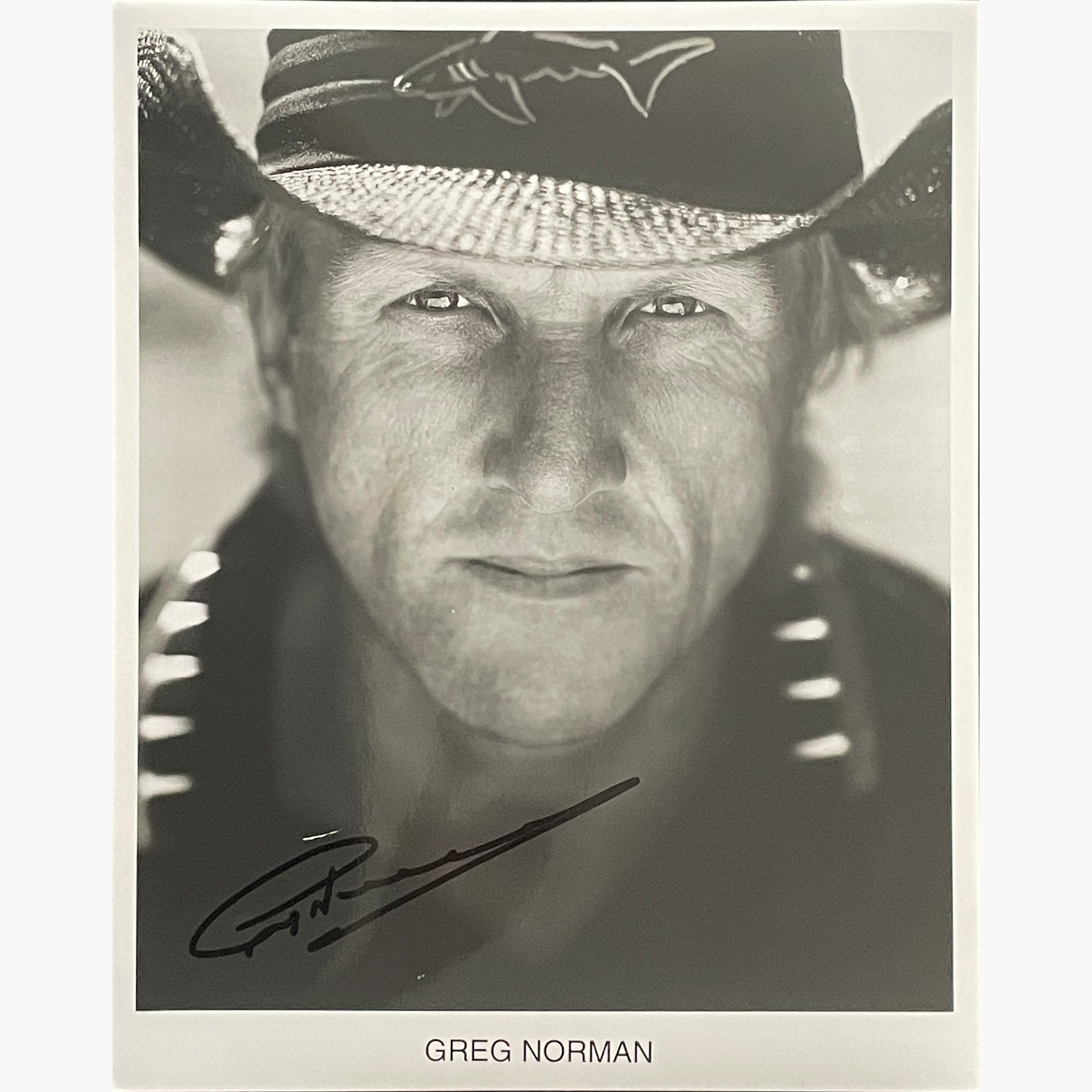 Greg Norman - Signed 25.5cm x 20.2cm Black & White Photo