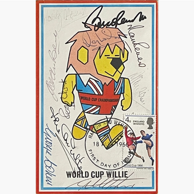 England 1966 World Cup Winners – Rare Cameo Stamps First Day Cover – Signed by 10 Players