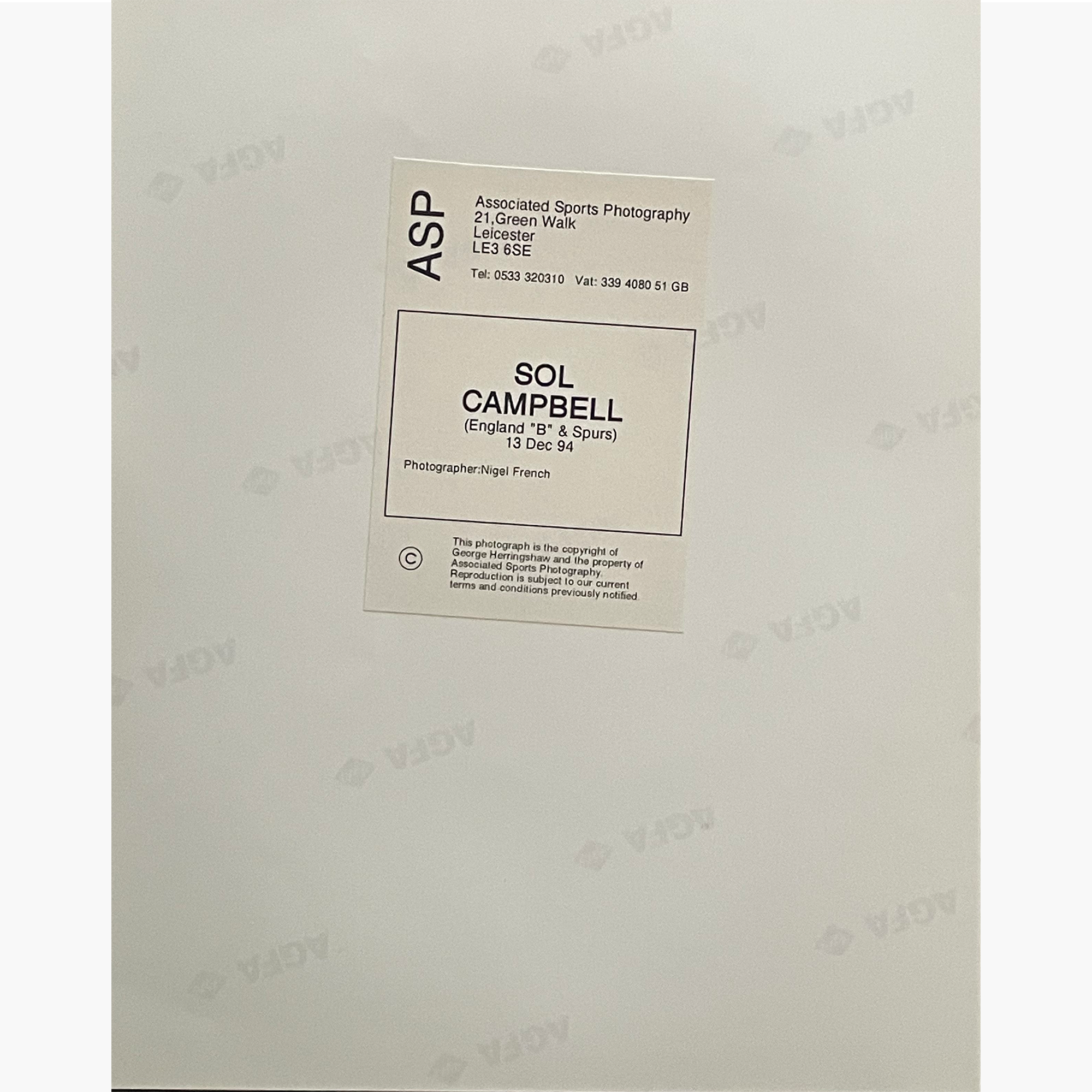 Sol Campbell – Signed 25.5cm x 20cm Colour Action Press Photo