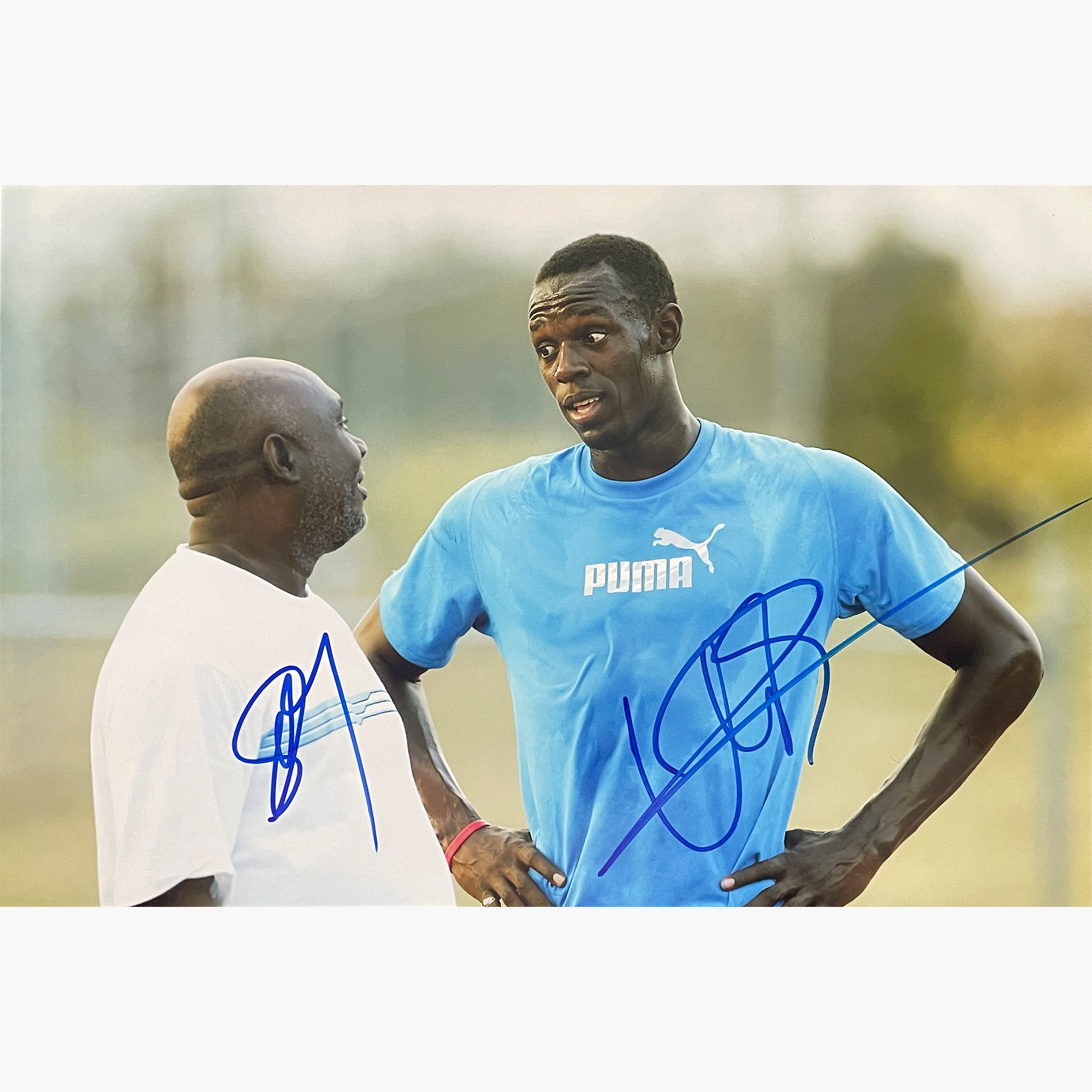 Usain Bolt & Glenn Mills – Signed 30cm x 20cm Colour Photo