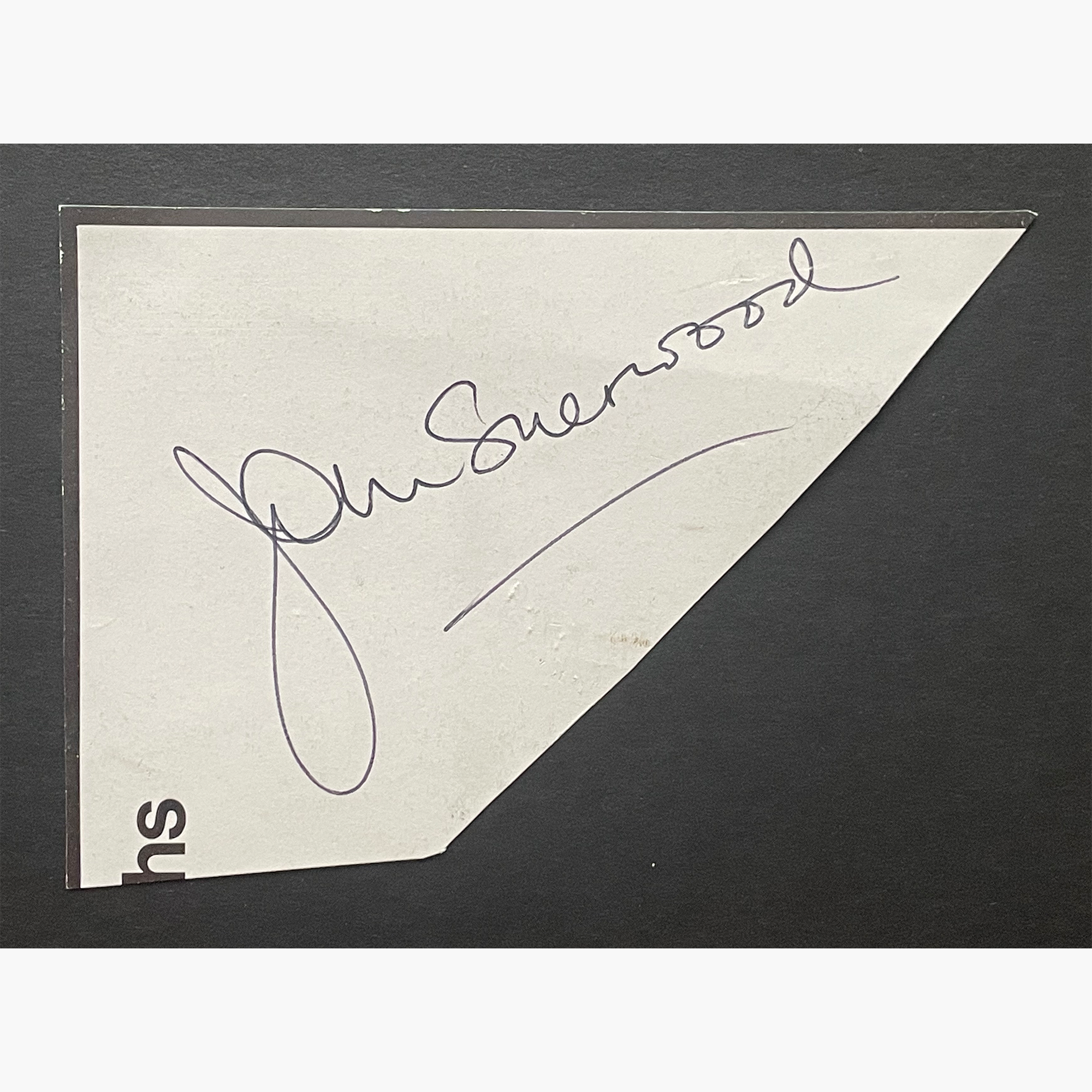 John Sherwood – Signed 10.8cm x 7.3cm Slip Of Paper