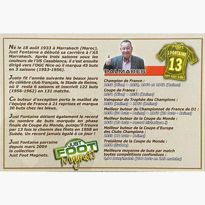 Just Fontaine – Signed 15cm x 10.2cm Official Just Foot Magnets Card