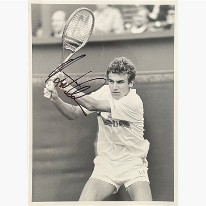 Mats Wilander - Signed 24cm x 18cm Black & White Action Press Photo