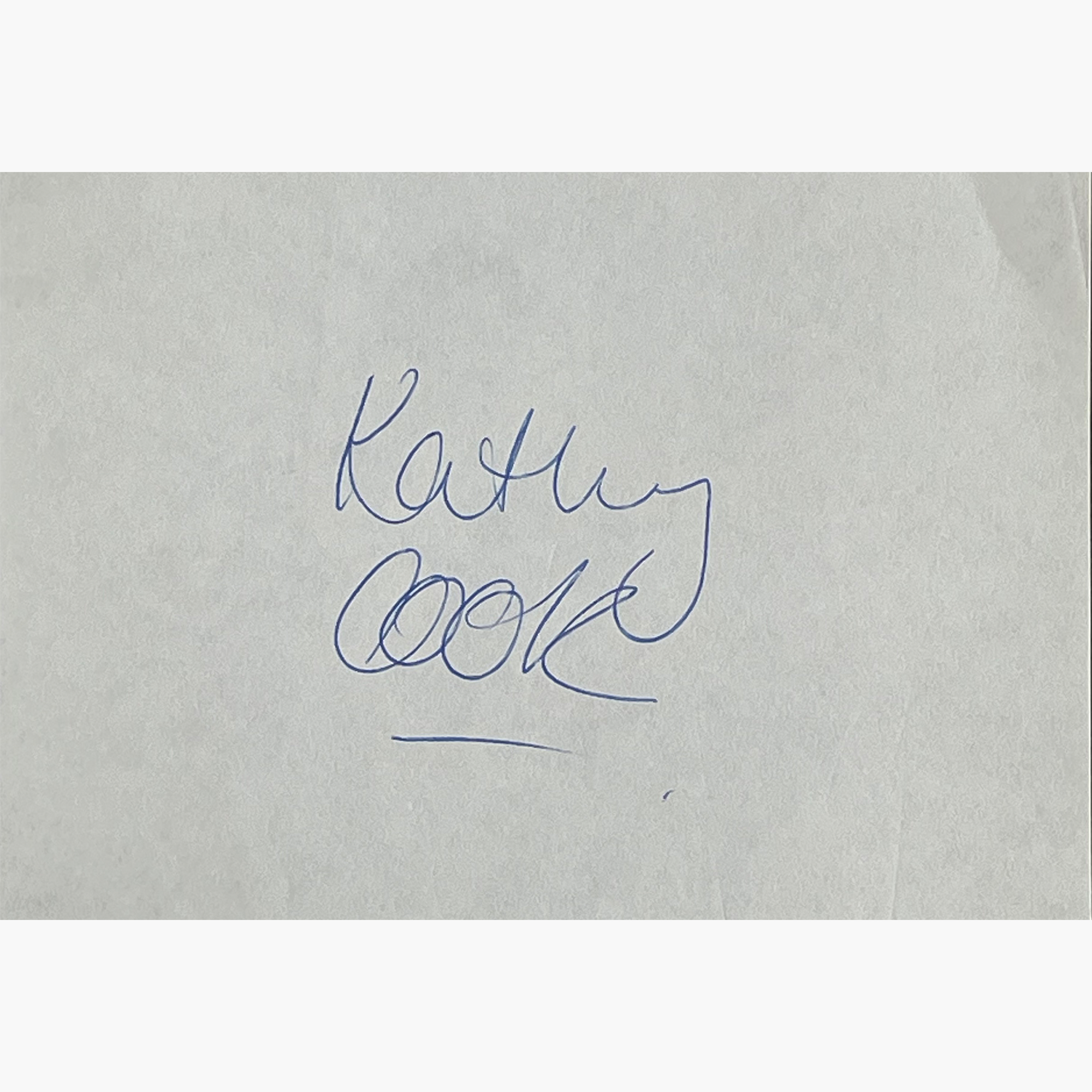 Kathy Cook – Signed 12.7cm x 10cm Slip Of Paper