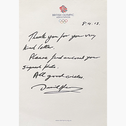 David Hemery – Signed 30.2cm x 20.2cm Colour Action Photo + Personal Letter