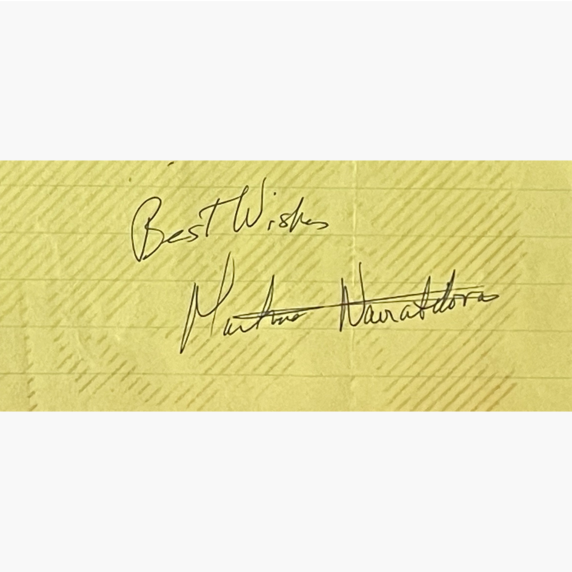 Martina Navratilova - Signed 14.8cm x 7.5cm Signed Yellow Paper