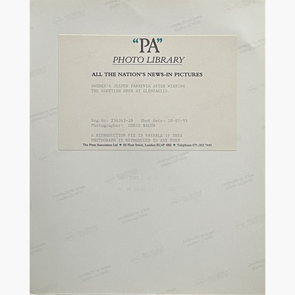 Jesper Parnevik – Signed 25cm x 20cm Colour Action Press Photo