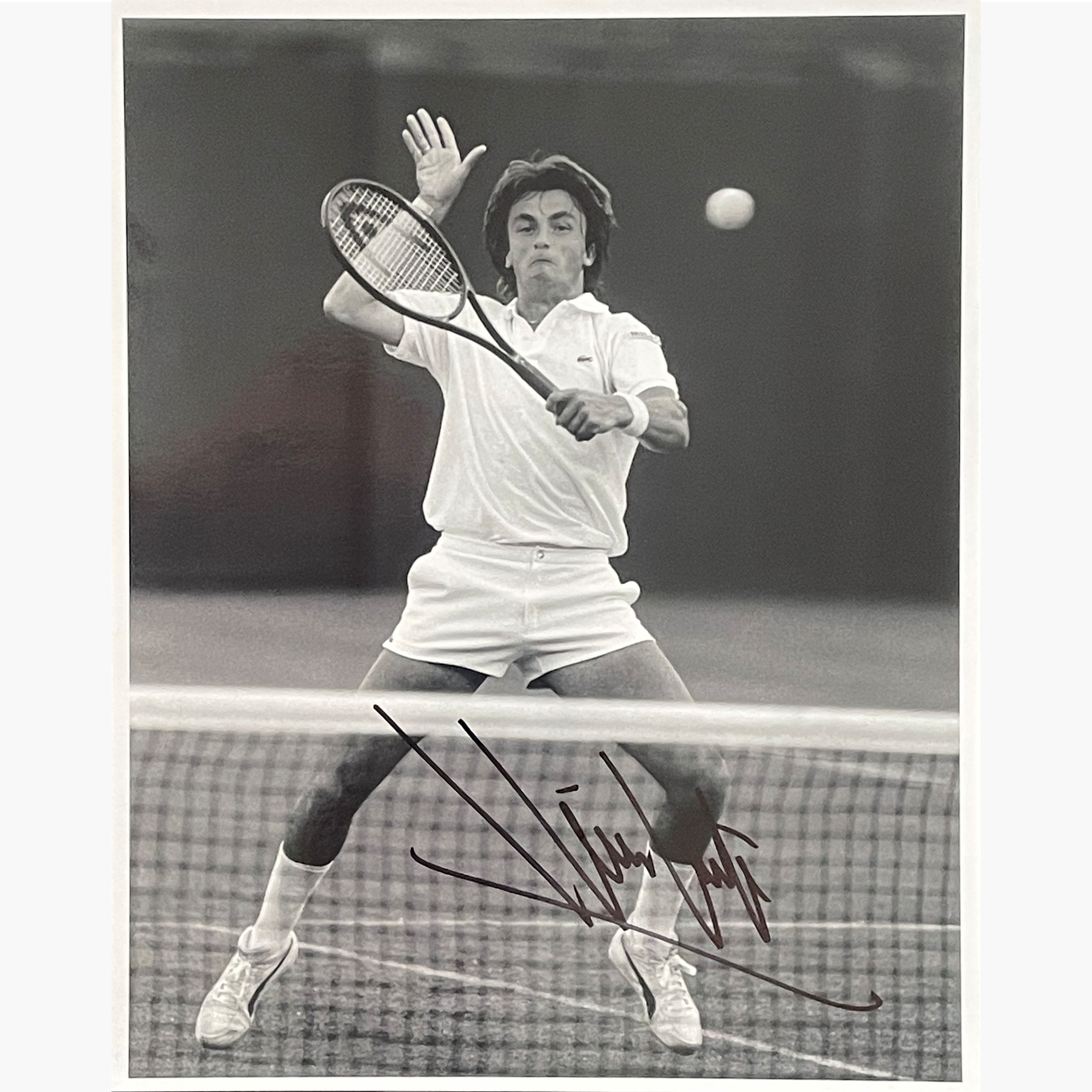 Henri Leconte - Signed 25.5cm x 20.5cm Black & White Photo