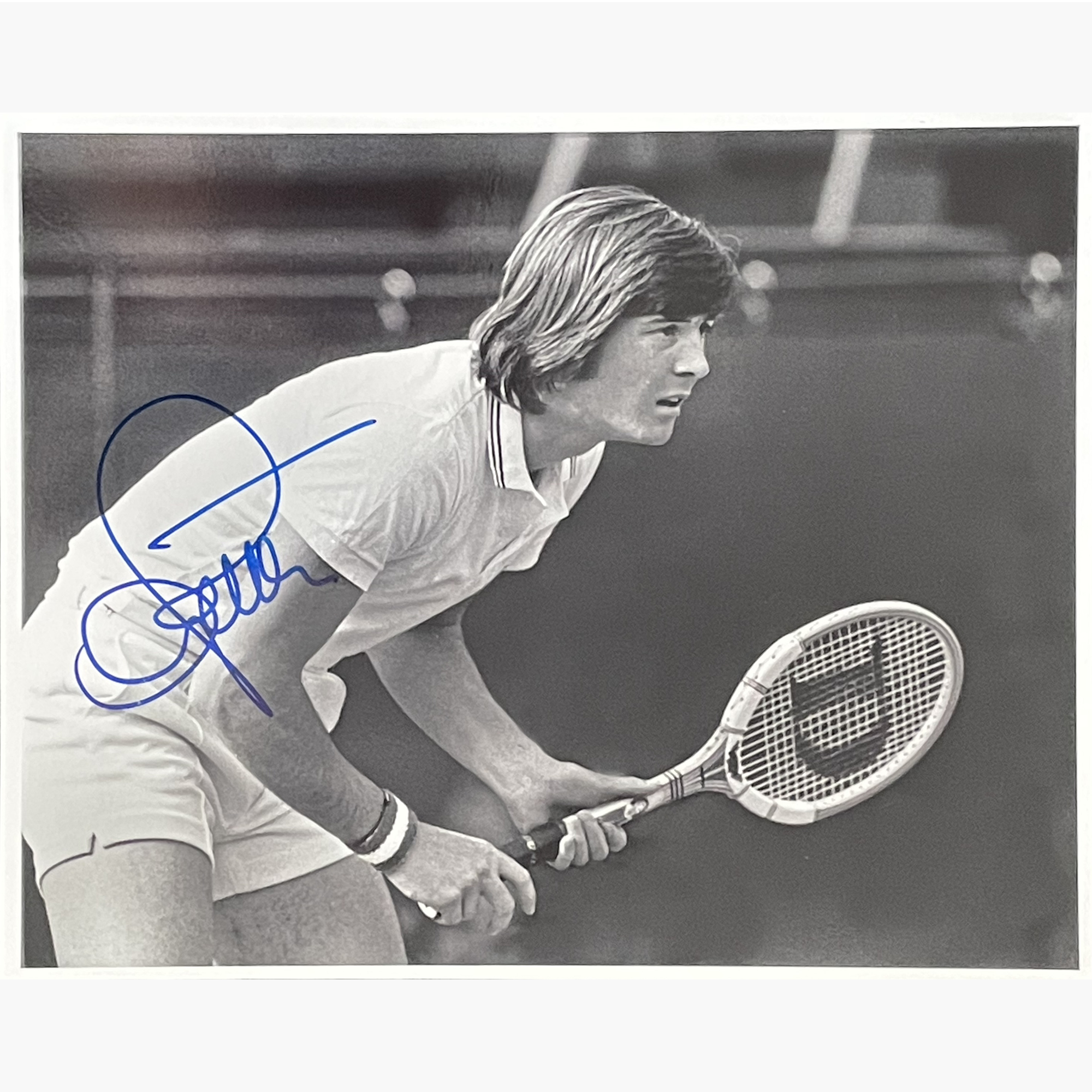 Adriano Panatta – Signed 25.5cm x 20.5cm Black & White Action Photo