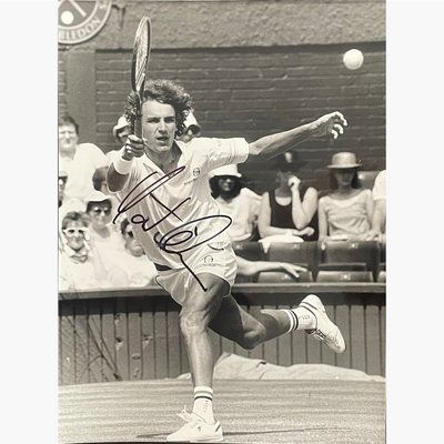 Mats Wilander - Signed 24cm x 18cm Black & White Action Press Photo