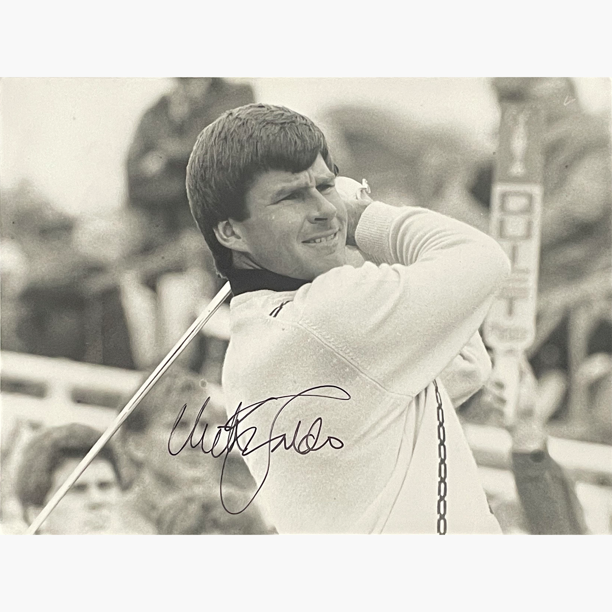 Nick Faldo – Signed 20cm x 15cm Black & White Action Photo