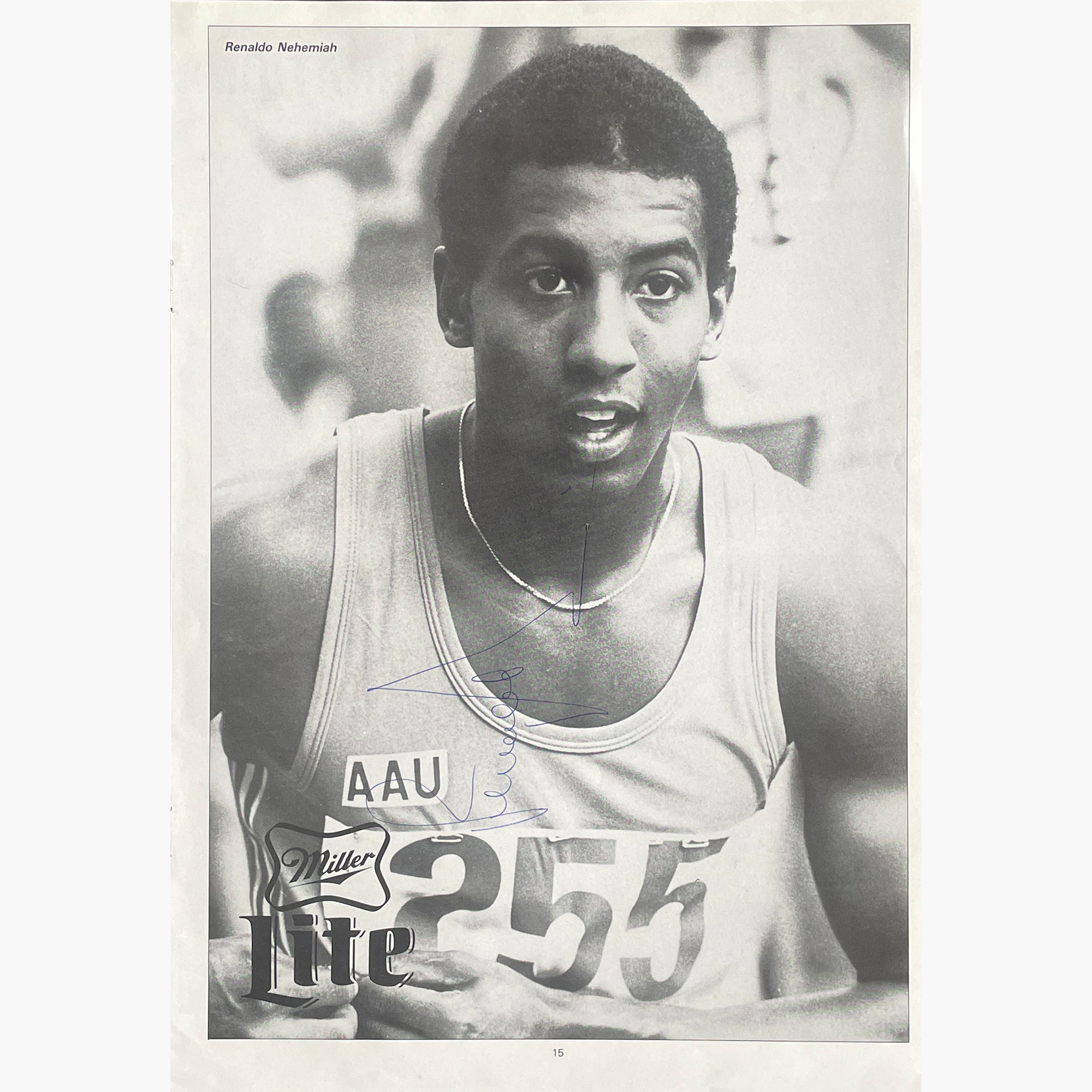 Renaldo Nehemiah – Signed 30cm x 20.5cm Black & White Magazine Picture
