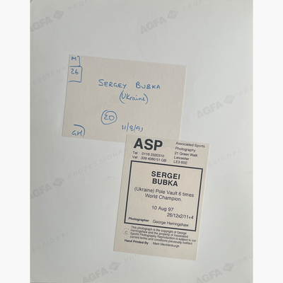 Sergey Bubka – Signed 25.2cm x 20.2cm Colour Action Press Photo