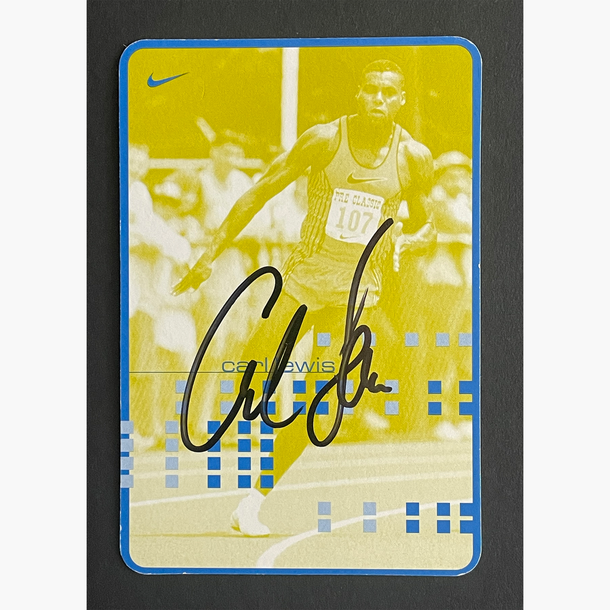 Carl Lewis – Signed 10.7cm x 7.2cm Official Nike Sponsor Card