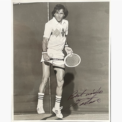 Ilie Nastase - Signed 25.5cm x 20.5cm Black & White Press Photo