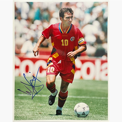 Gheorghe Hagi – Signed 25.5cm x 20.5cm Colour Action Press Photo