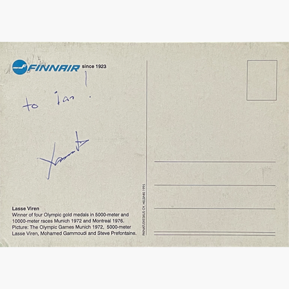Lasse Virén – Signed 14.8cm x 10.4cm Black & White Action Postcard