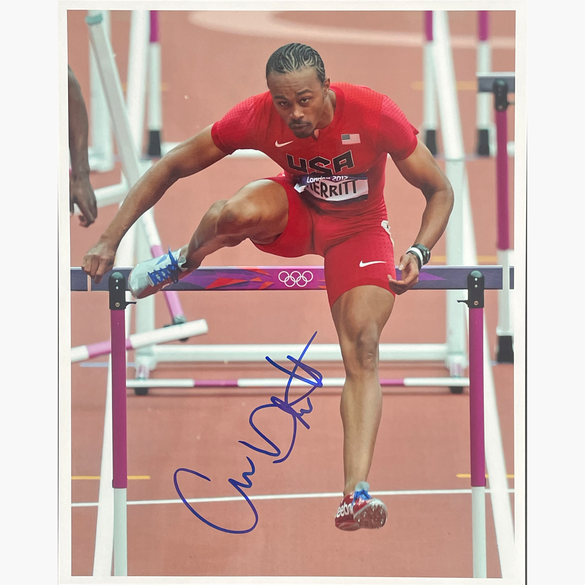 Aries Merritt – Signed 25.3cm x 20.2cm Colour Action Photo