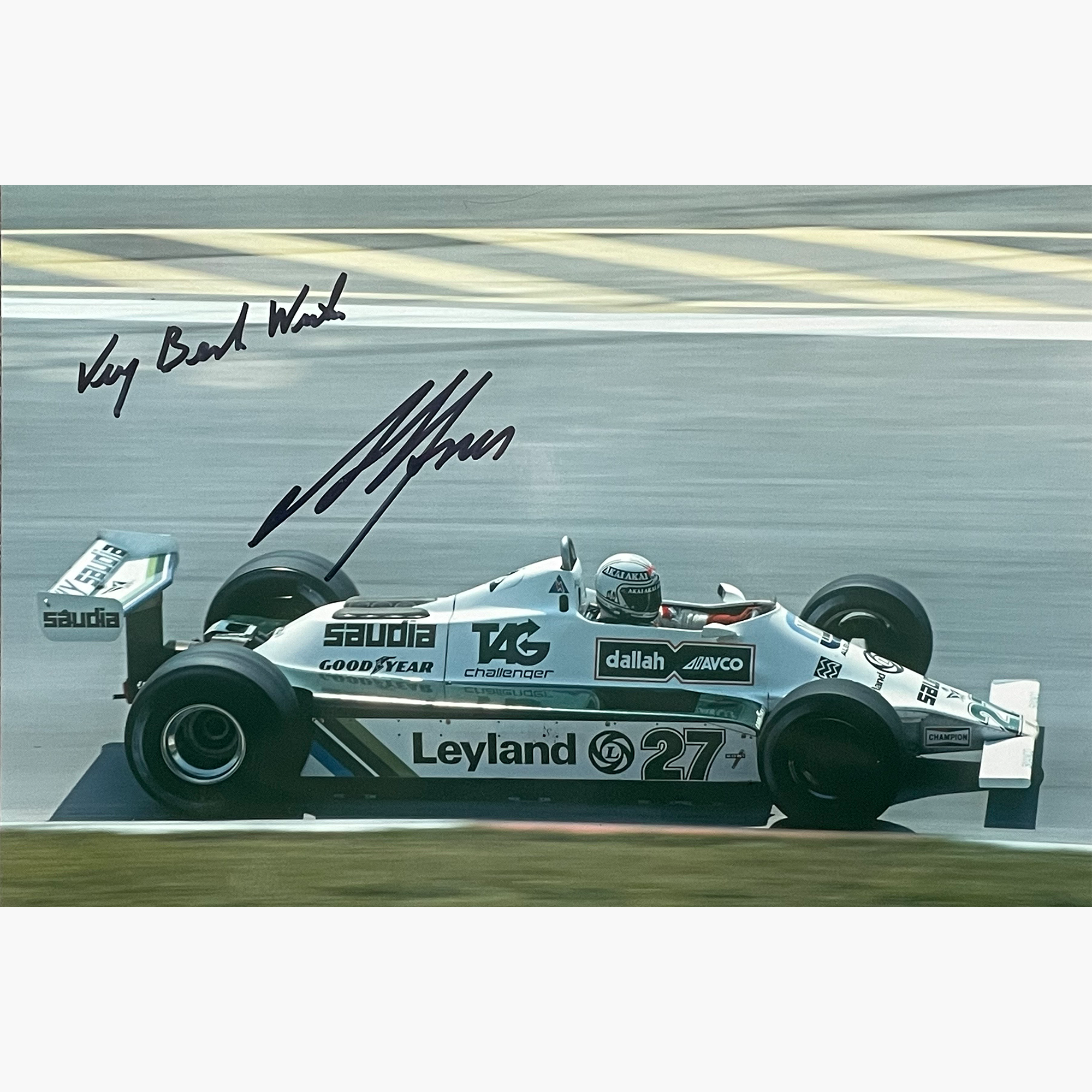 Alan Jones – Signed 30.5cm x 20.5cm Colour Action Photo