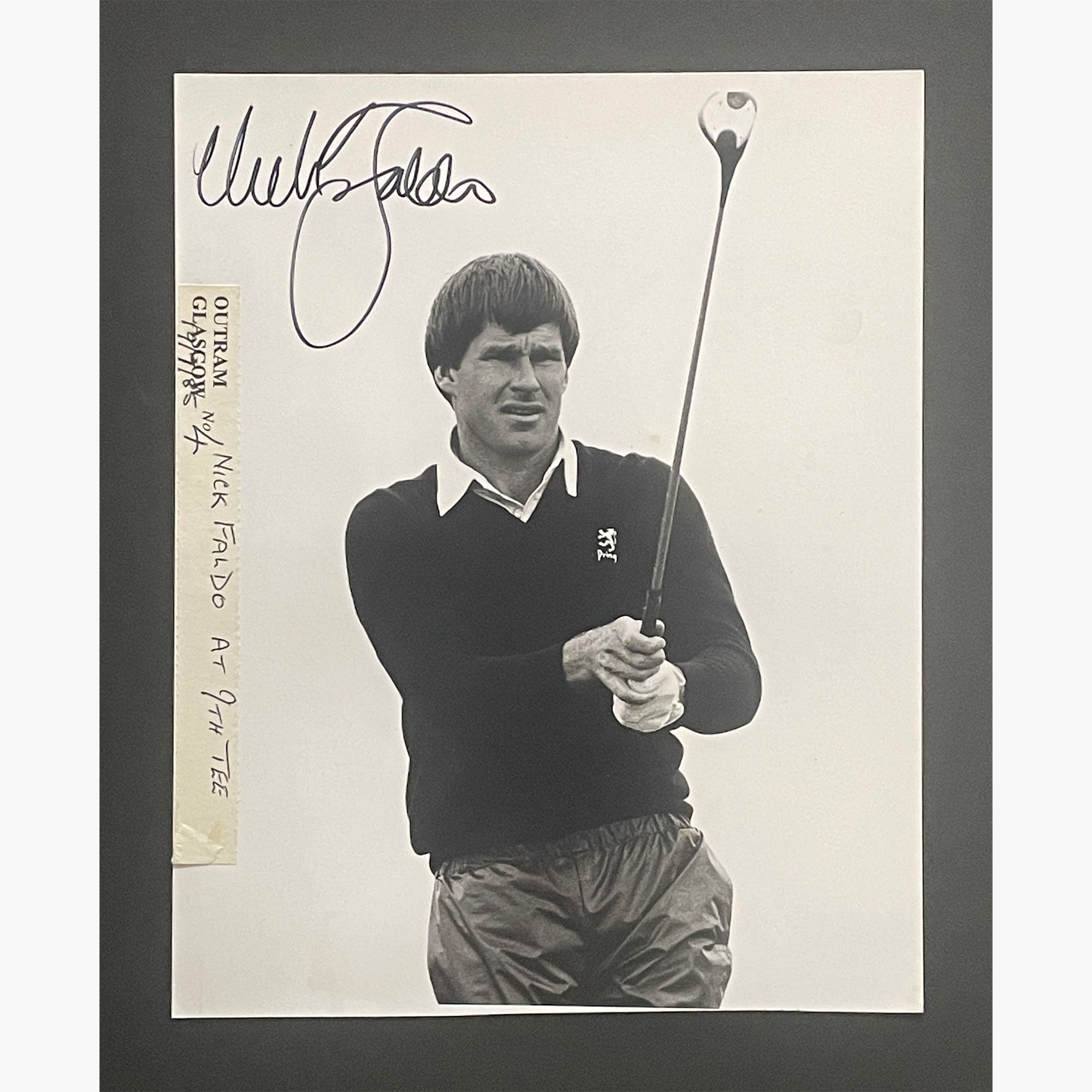 Nick Faldo - Signed 21cm x 16.5cm Black & White Action Press Photo