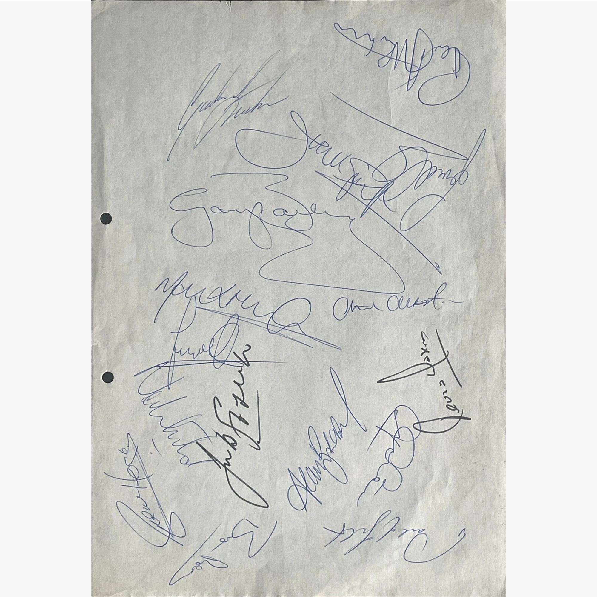 Manchester United 1985 Squad Hand-Signed A4 Sheet – 16 Players + Manager