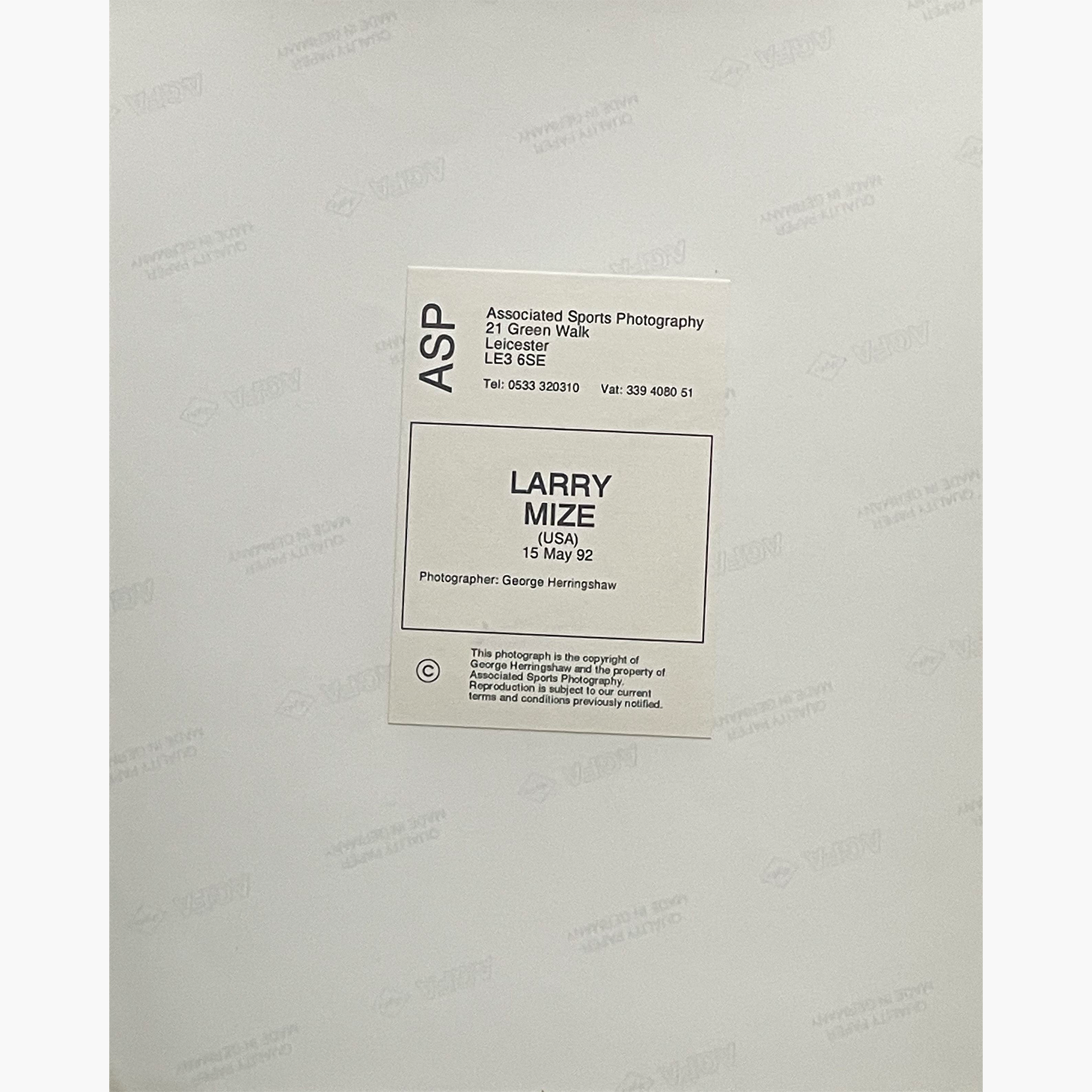 Larry Mize - Signed 25.5cm x 20cm Colour Action Press Photo