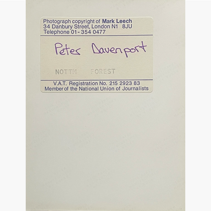 Peter Davenport – Signed 21.5cm x 16.5cm Black & White Action Press Photo