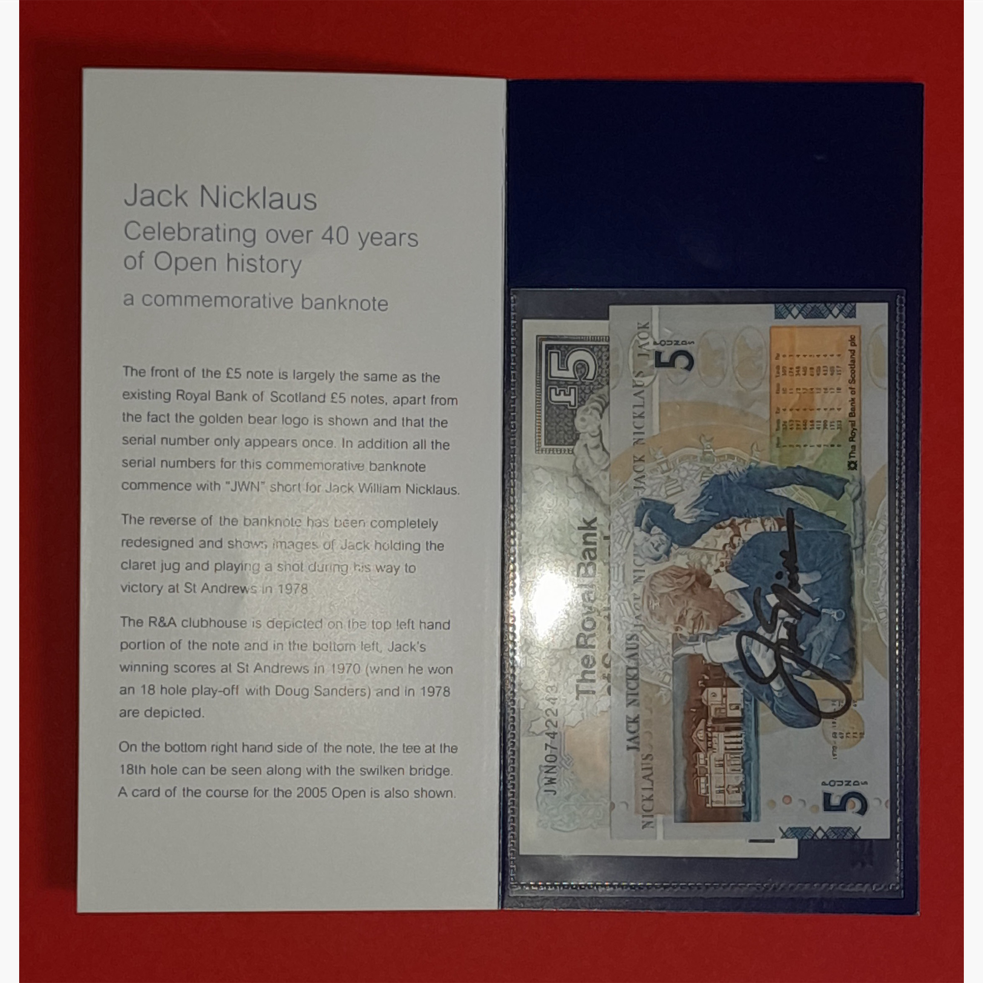 Jack Nicklaus – Signed Commemorative £5 Note (Royal Bank of Scotland)
