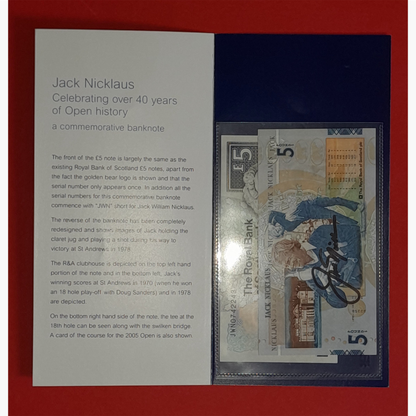 Jack Nicklaus – Signed Commemorative £5 Note (Royal Bank of Scotland)